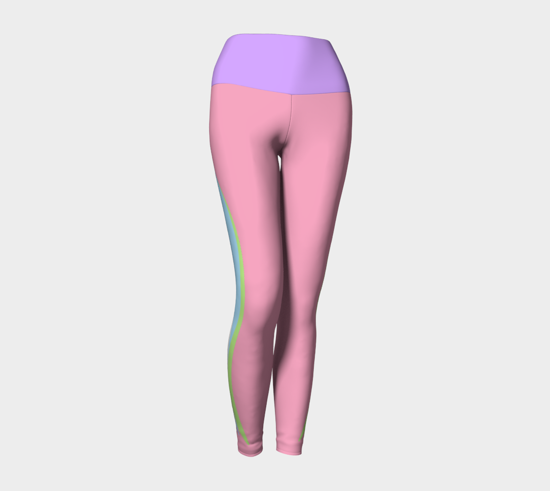 Foxtail Yoga Leggings: Bubblegum Pink with Electric Lavender Band