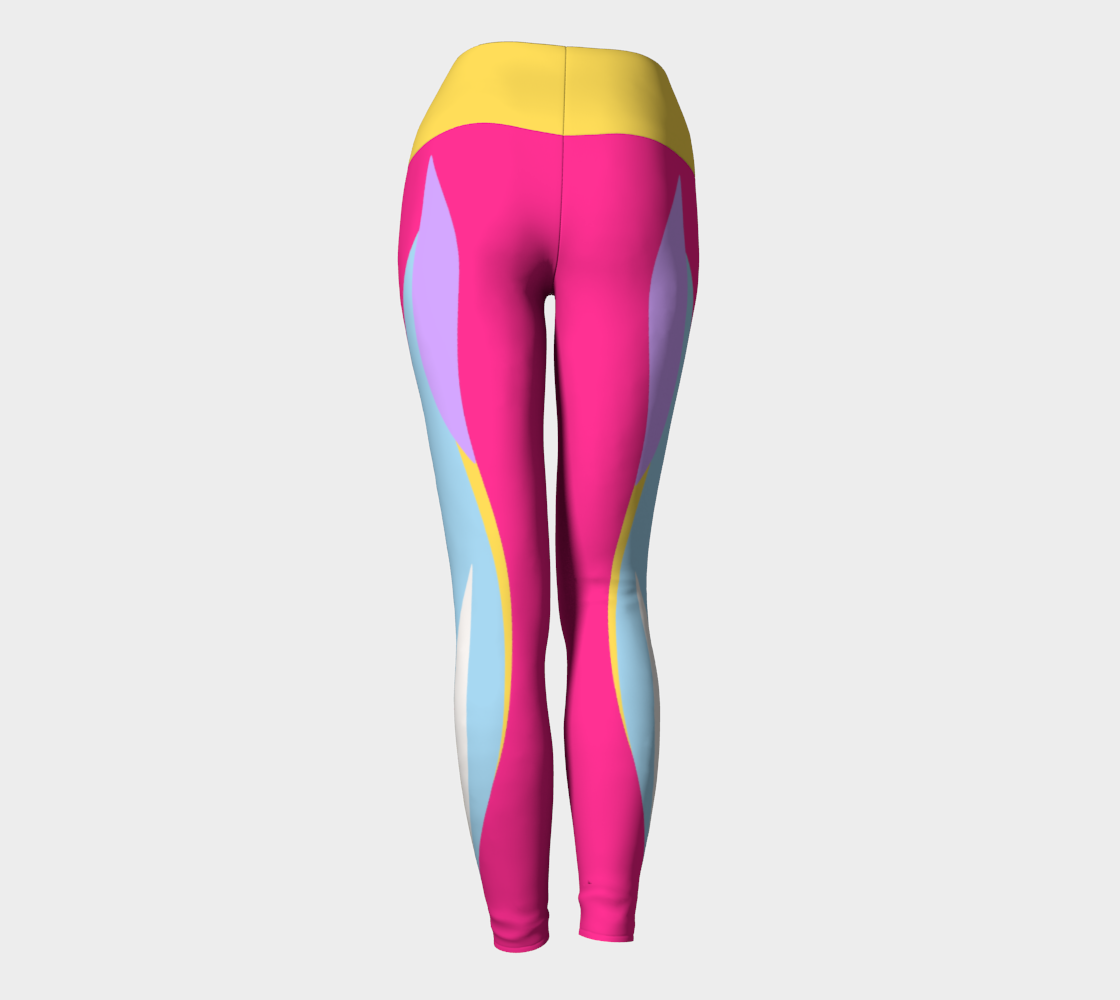 Foxtail Yoga Leggings: Hot Fuchsia and Sun Yellow Band