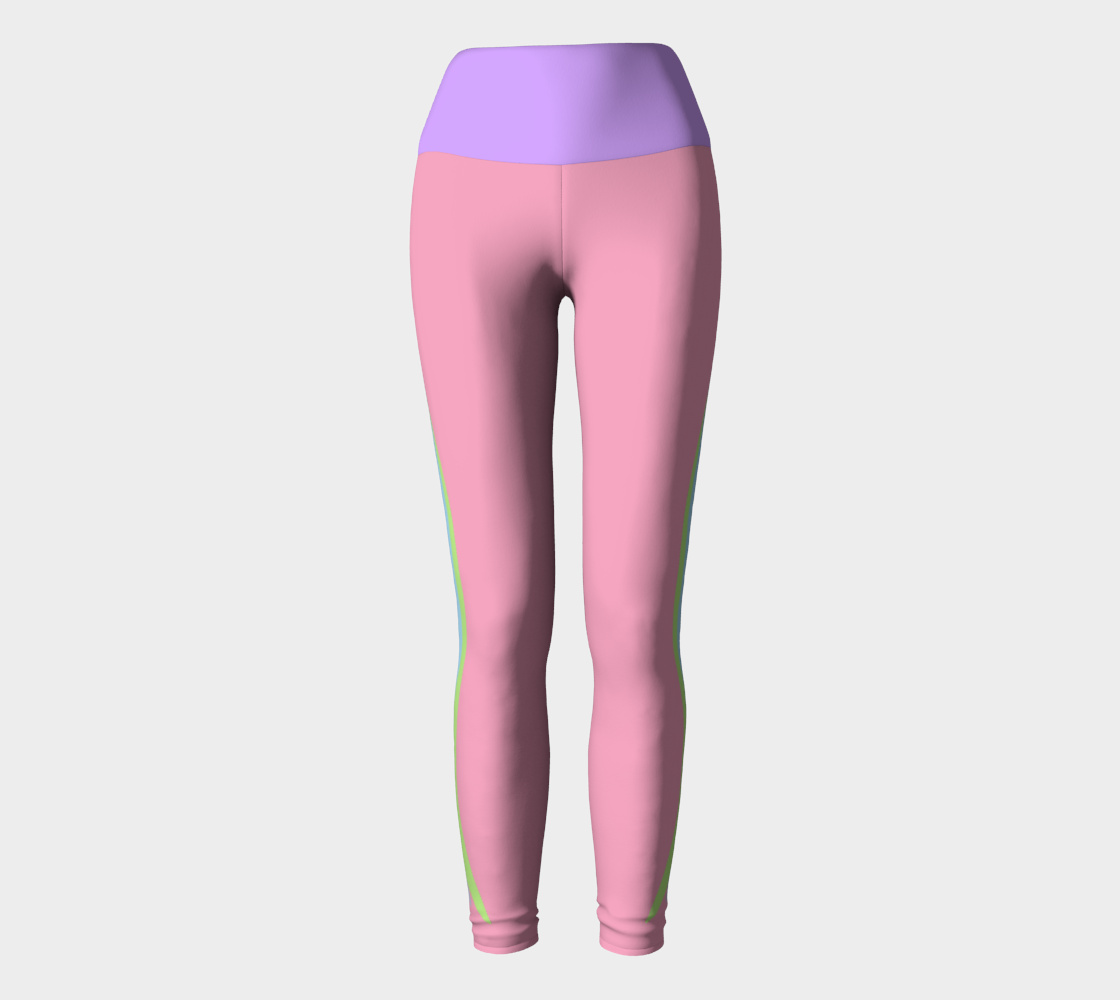 Foxtail Yoga Leggings: Bubblegum Pink with Electric Lavender Band