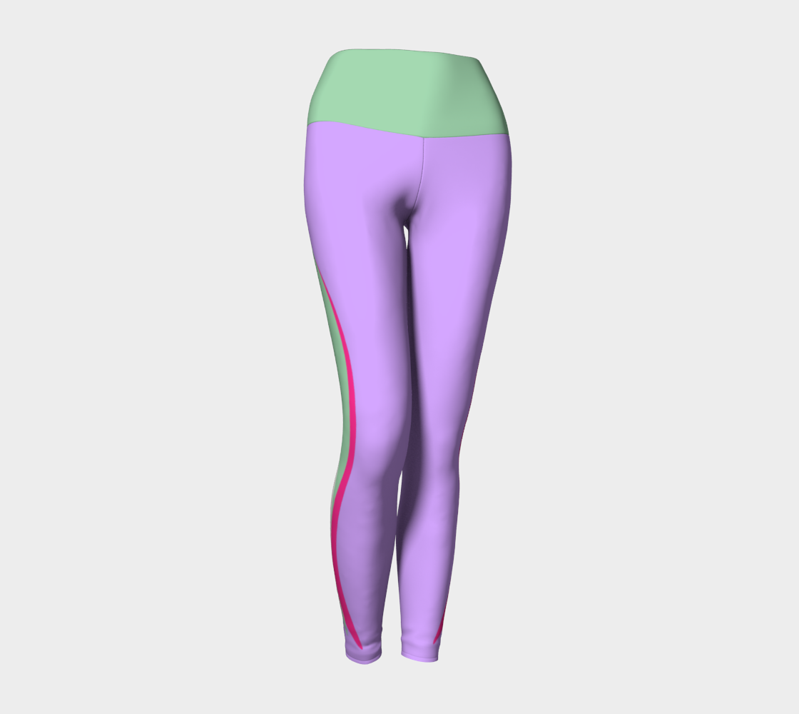 Foxtail Yoga Leggings: Electric Lavender with Mint Green Band