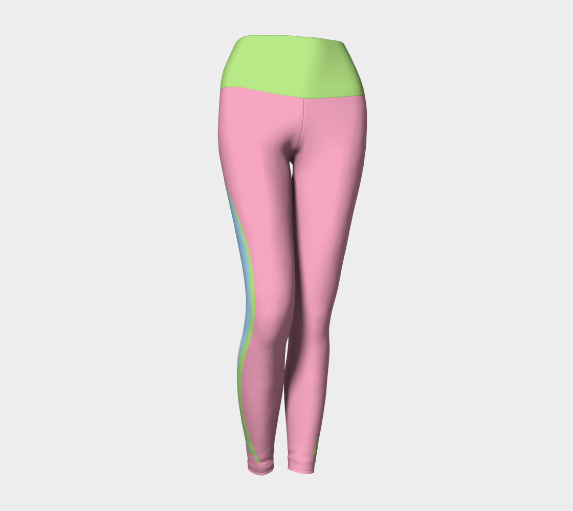Foxtail Yoga Leggings: Bubblegum Pink with Lime Sorbet Band