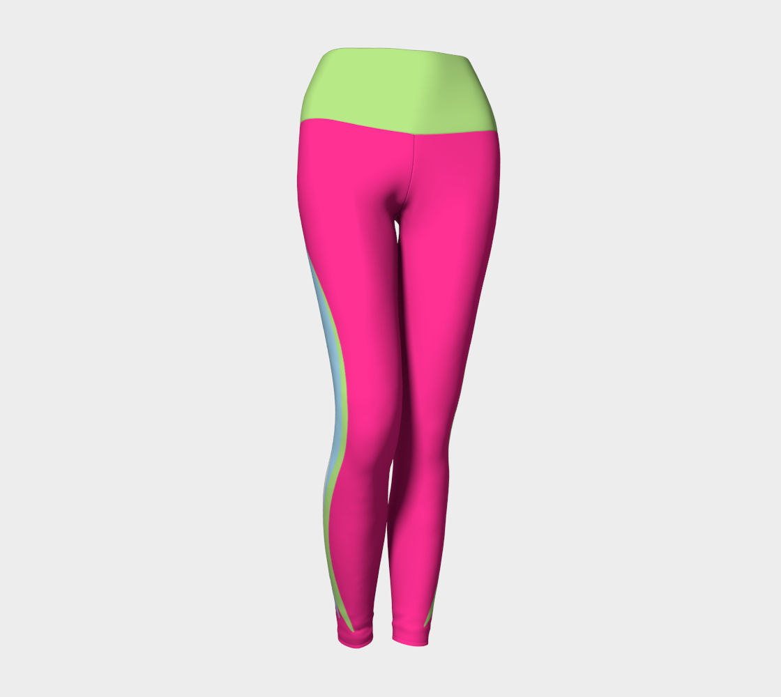 Foxtail Yoga Legging: Hot Fuchsia with Mint Green Band