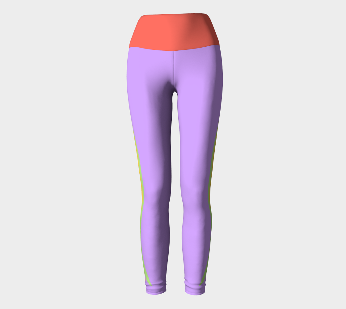 Foxtail Yoga Leggings: Electric Lavender with Tropical Coral Band