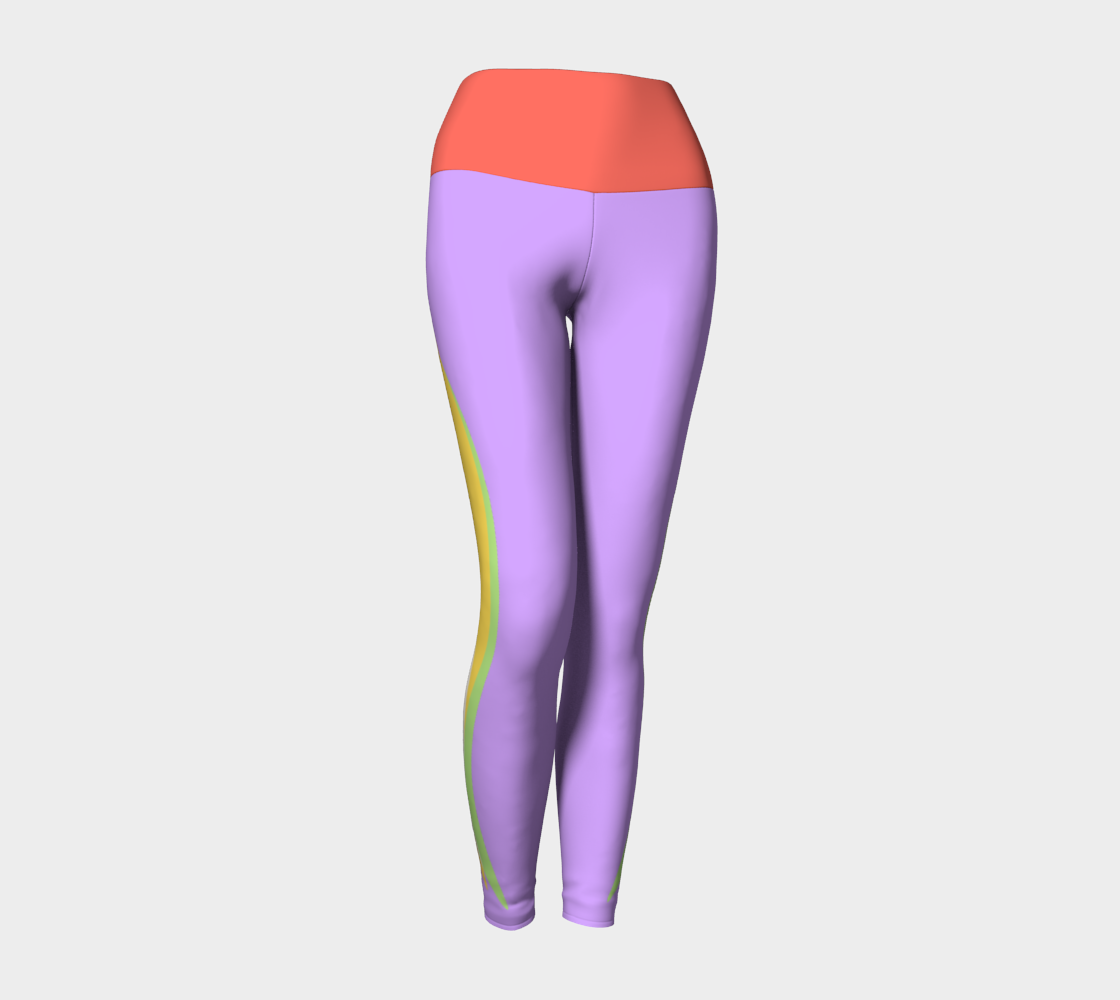 Foxtail Yoga Leggings: Electric Lavender with Tropical Coral Band