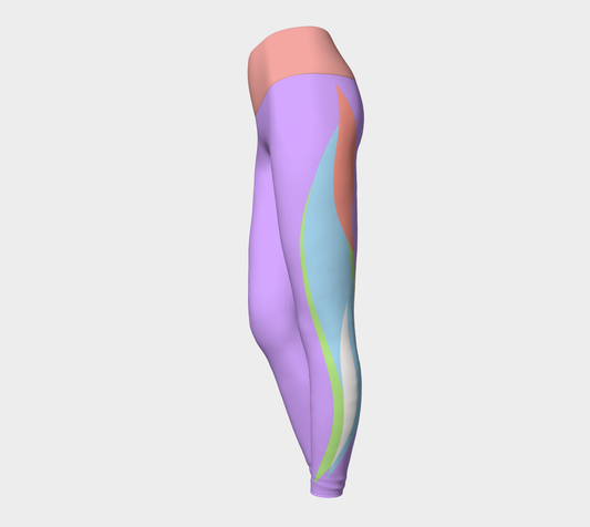 Foxtail Yoga Leggings: Electric Lavender with Pink Band