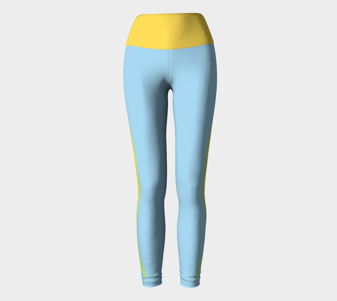 Foxtail Yoga Leggings: Cotton Candy Blue  with Sunny Yellow Band