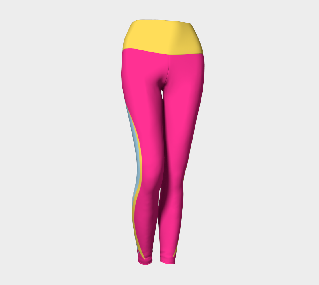 Foxtail Yoga Leggings:  Hot Fuchsia and Sun Yellow Band