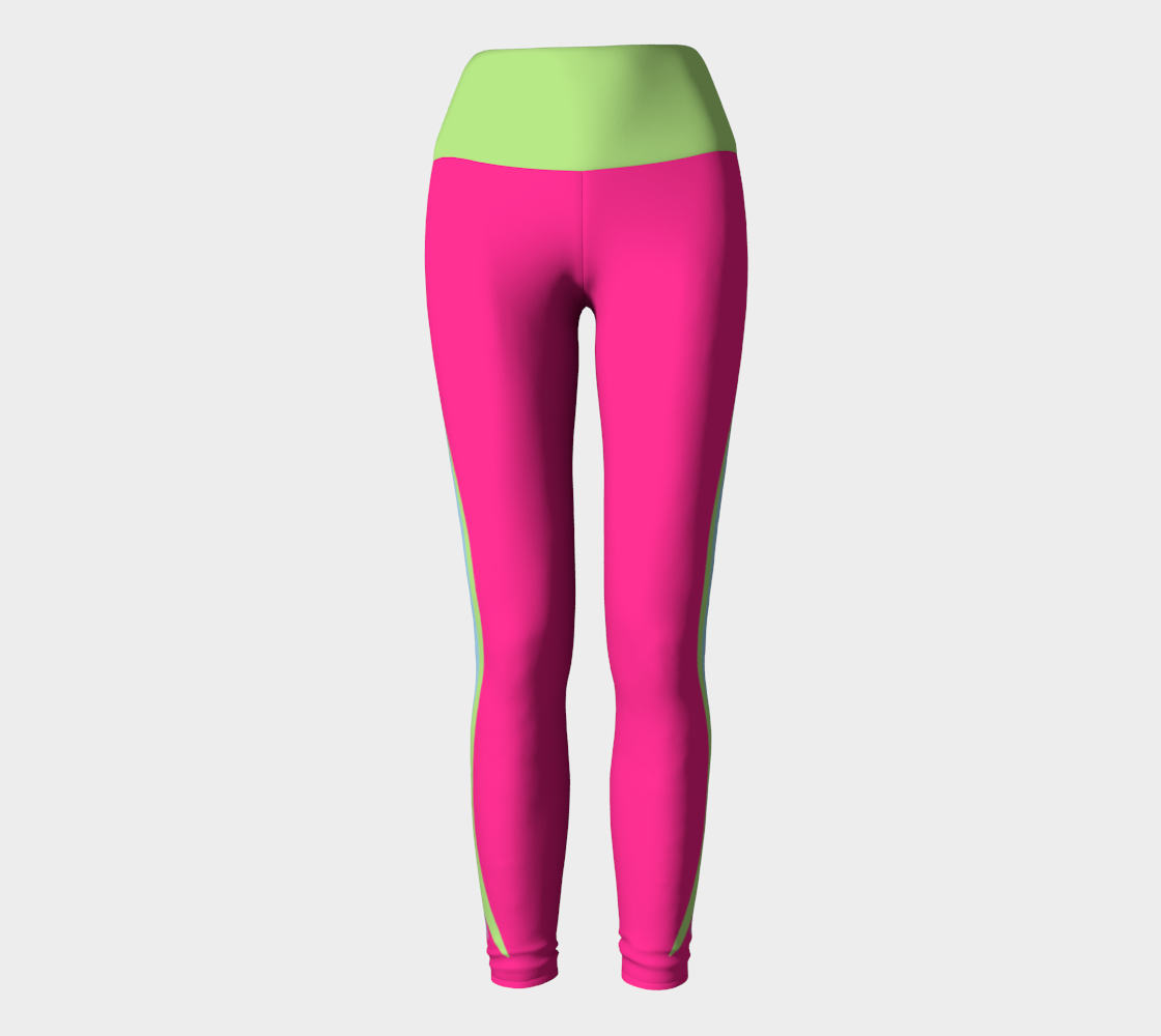 Foxtail Yoga Legging: Hot Fuchsia with Mint Green Band