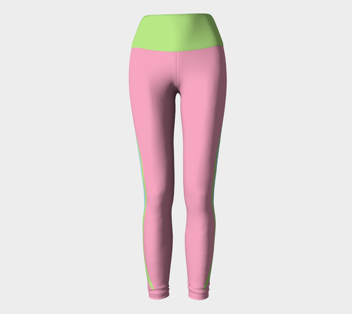 Foxtail Yoga Leggings: Bubblegum Pink with Lime Sorbet Band