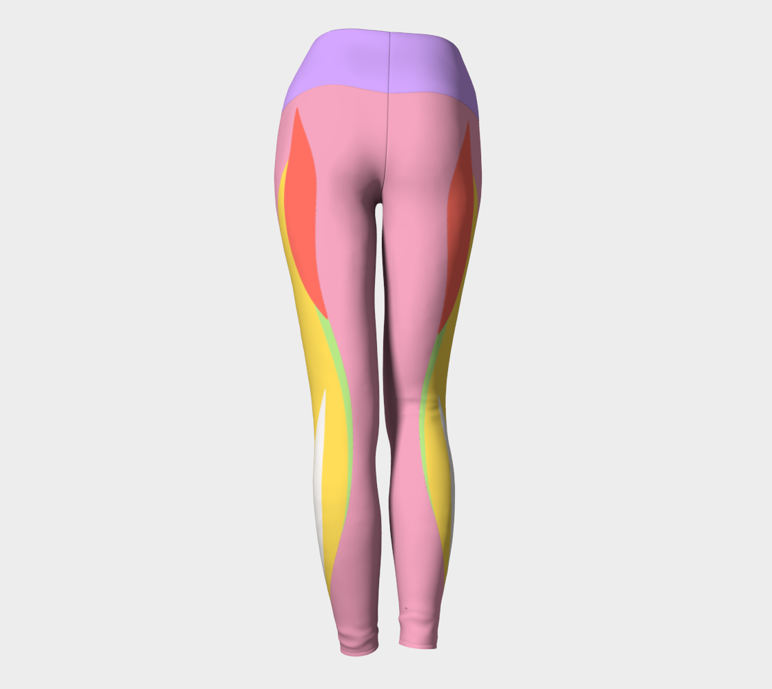 Foxtail Yoga Leggings: Bubblegum Pink with Electric Lavender Band