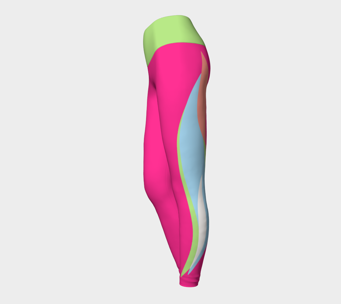 Foxtail Yoga Legging: Hot Fuchsia with Mint Green Band
