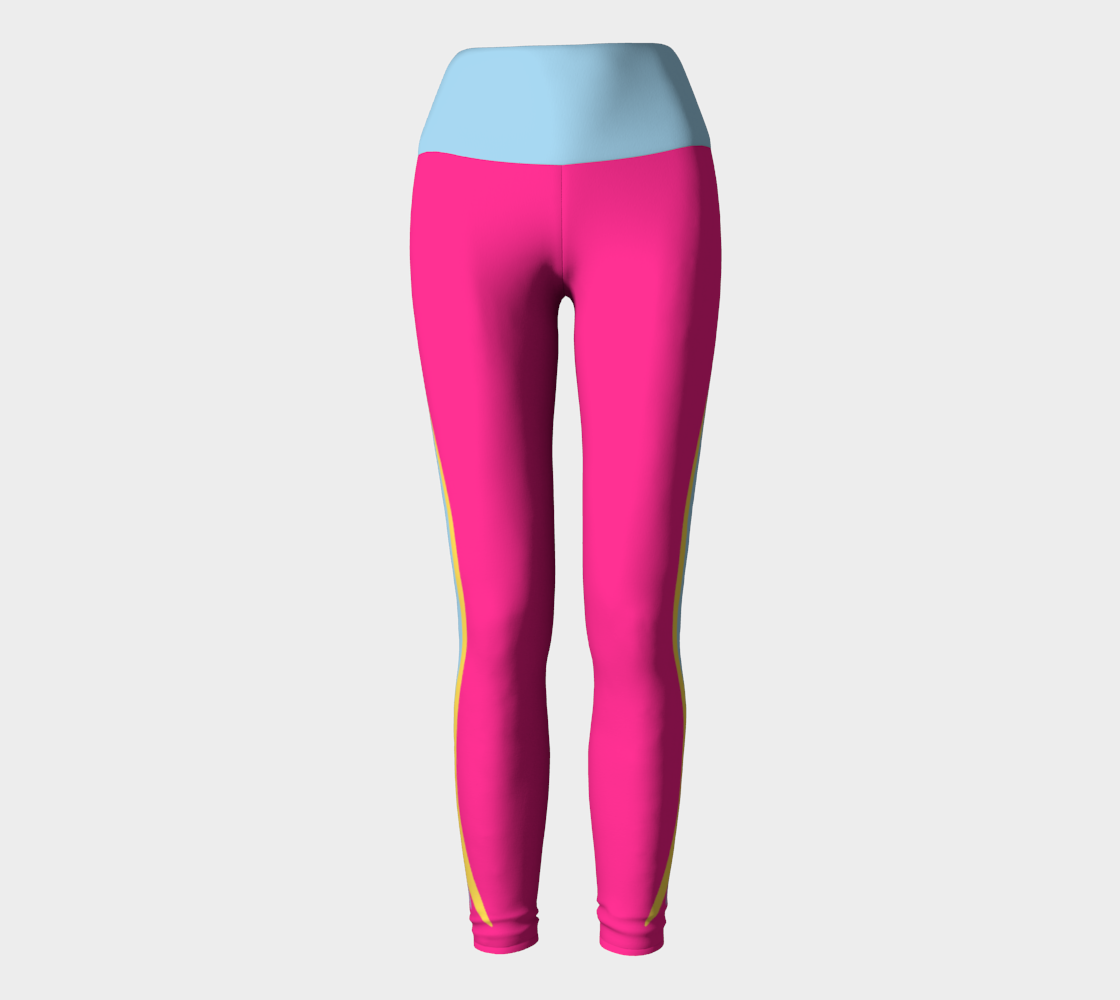 Foxtail Yoga Leggings: Hot Fuchsia with Cotton Candy Blue Band