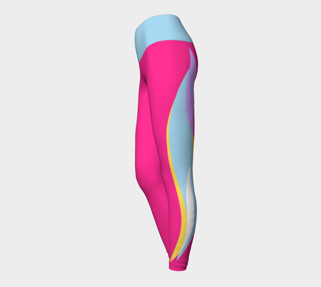 Foxtail Yoga Leggings: Hot Fuchsia with Cotton Candy Blue Band
