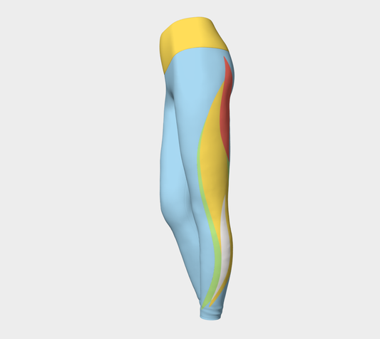 Foxtail Yoga Leggings: Cotton Candy Blue  with Sunny Yellow Band