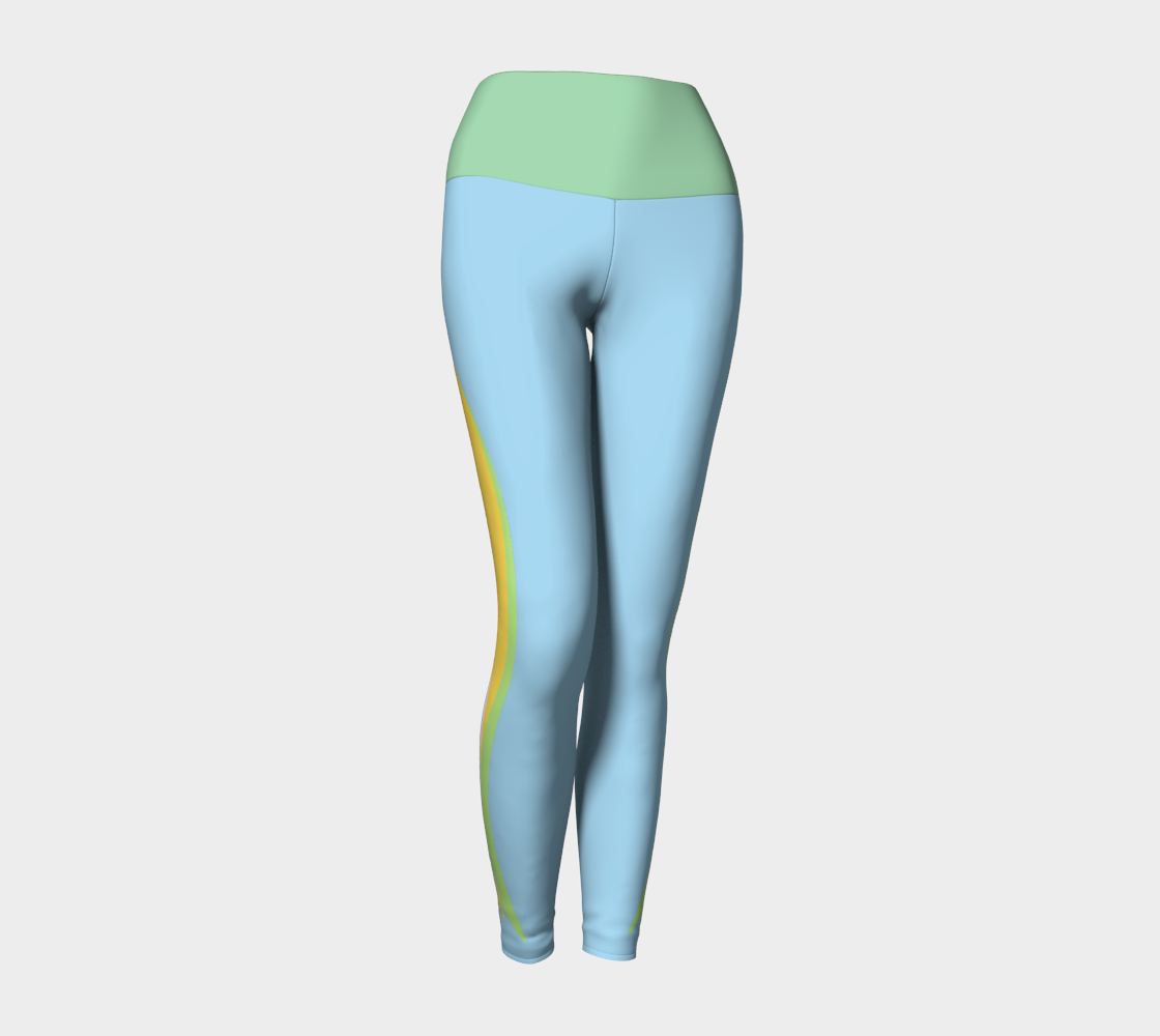 Foxtail Yoga Leggings: Cotton Candy Blue with Mint Green Band