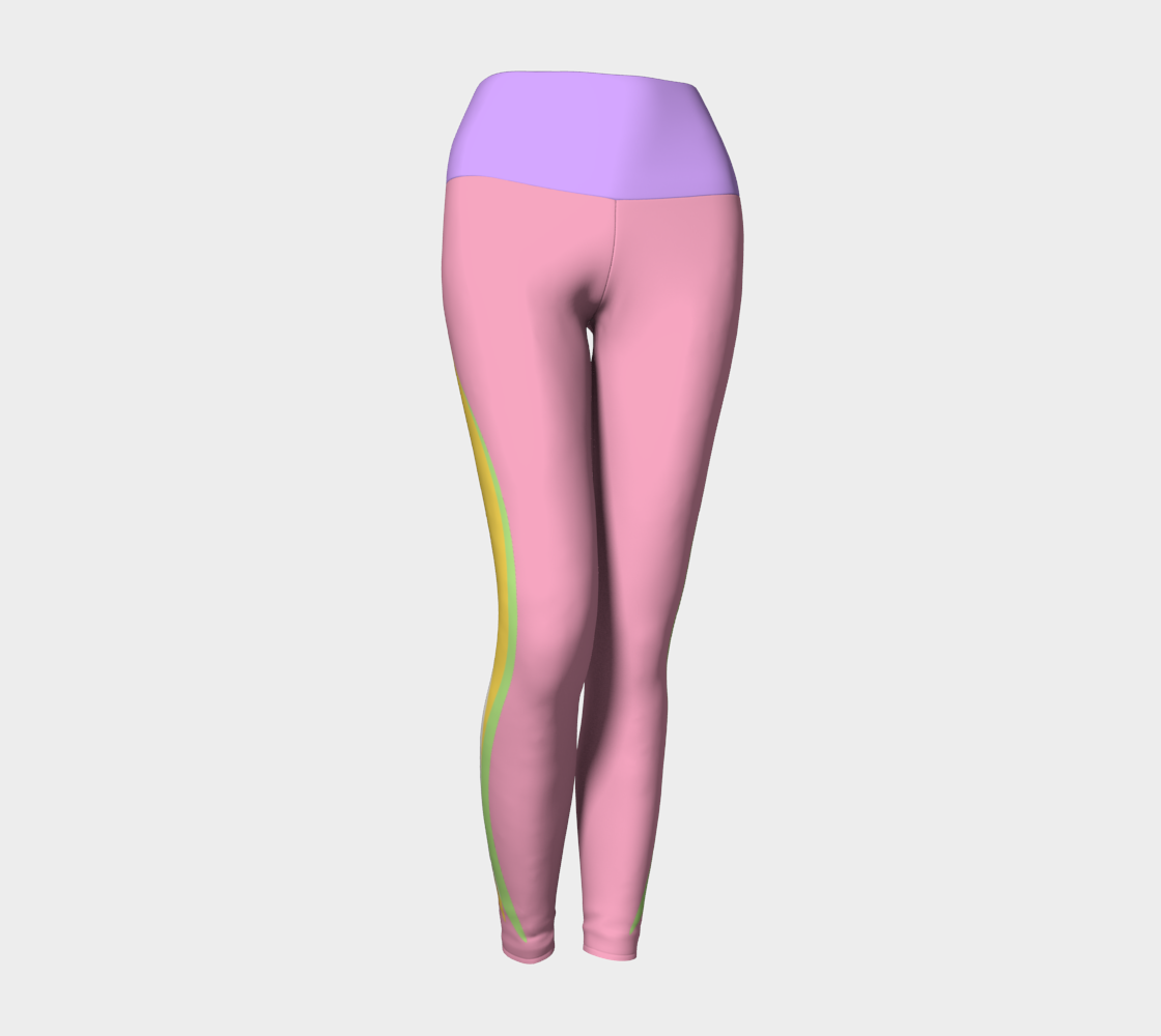 Foxtail Yoga Leggings: Bubblegum Pink with Electric Lavender Band