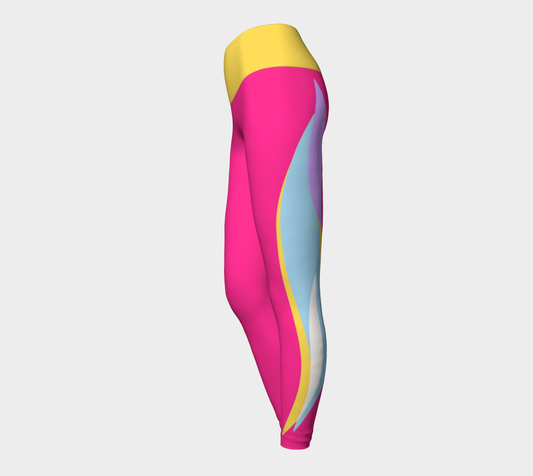 Foxtail Yoga Leggings:  Hot Fuchsia and Sun Yellow Band