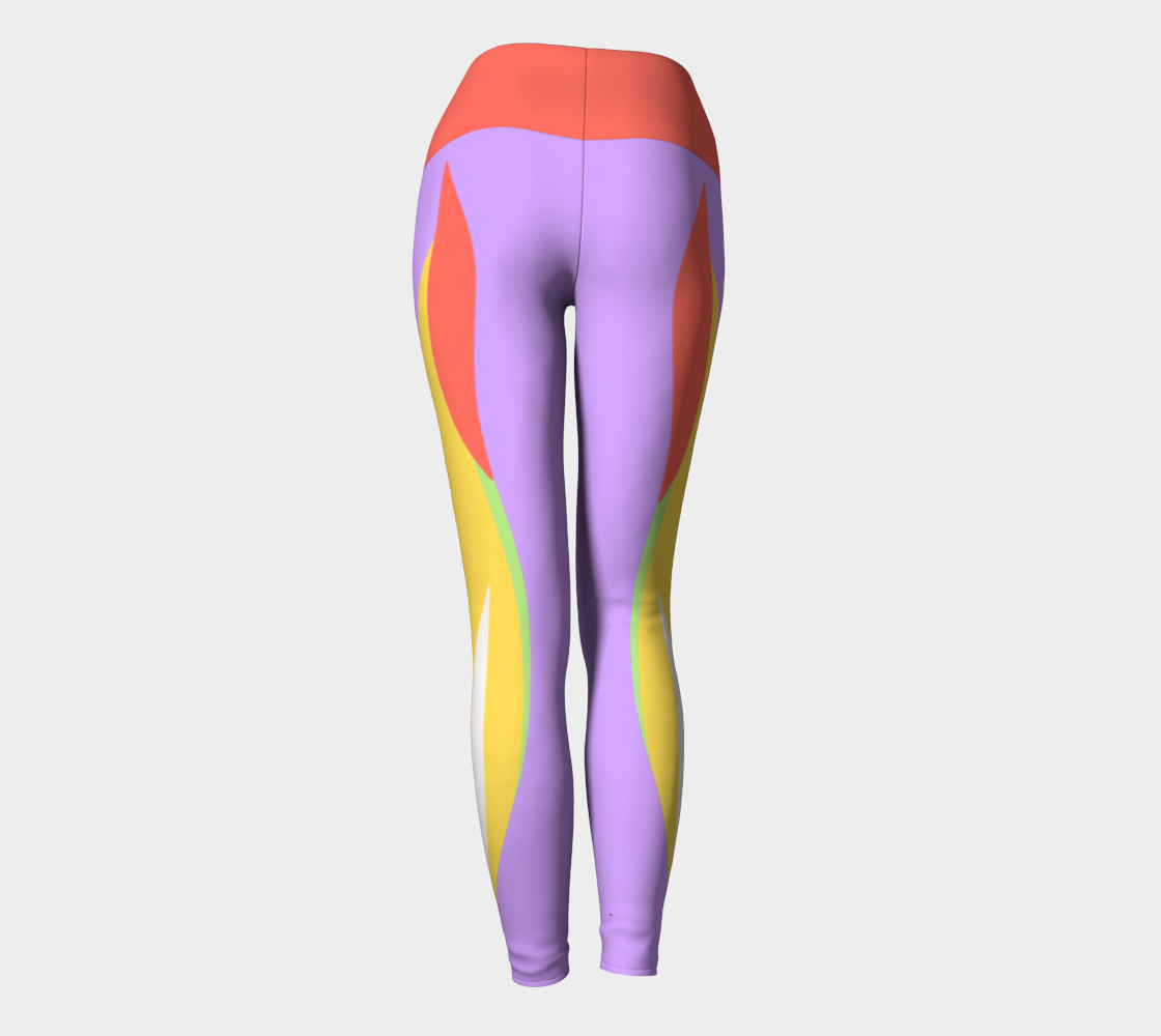 Foxtail Yoga Leggings: Electric Lavender with Tropical Coral Band