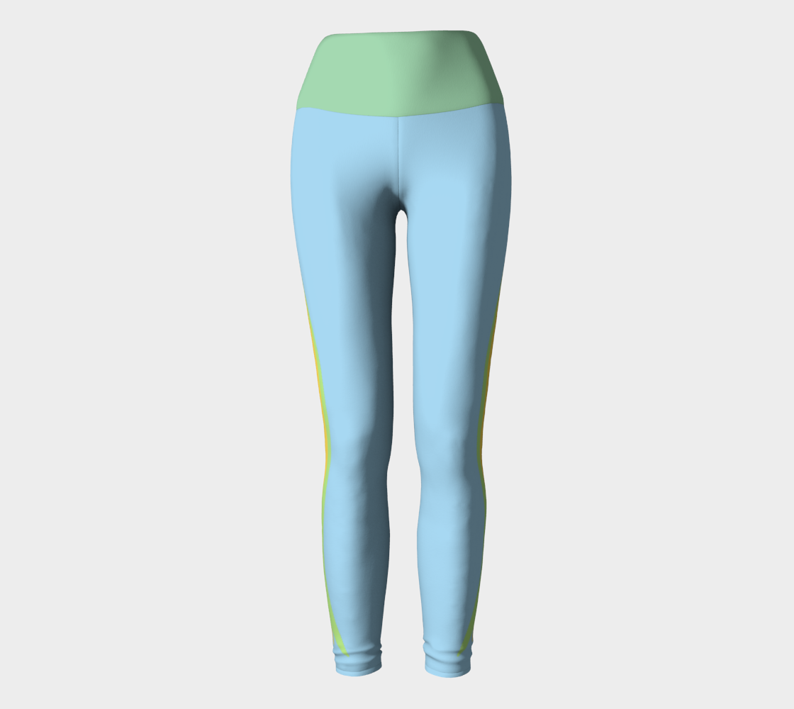 Foxtail Yoga Leggings: Cotton Candy Blue with Mint Green Band
