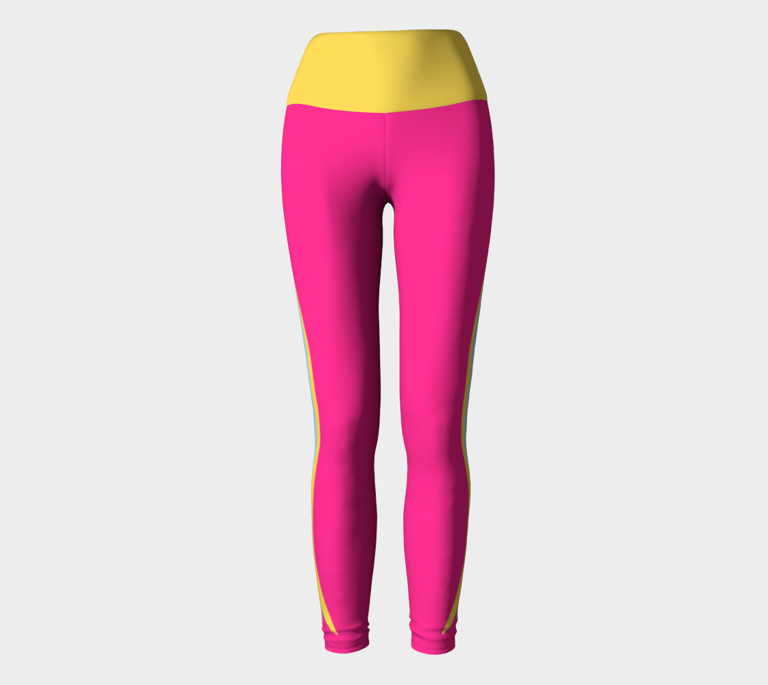 Foxtail Yoga Leggings:  Hot Fuchsia and Sun Yellow Band