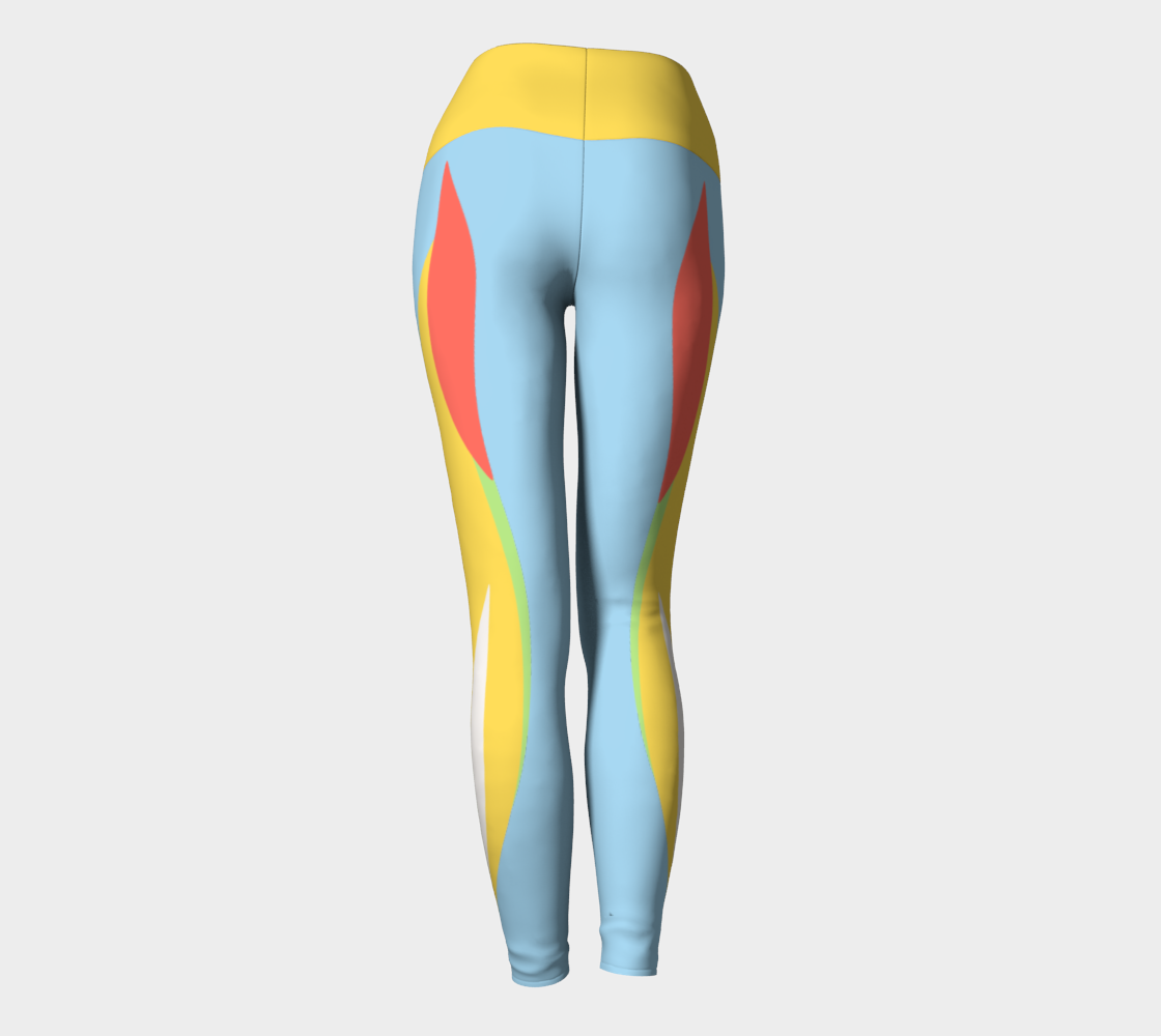 Foxtail Yoga Leggings: Cotton Candy Blue  with Sunny Yellow Band