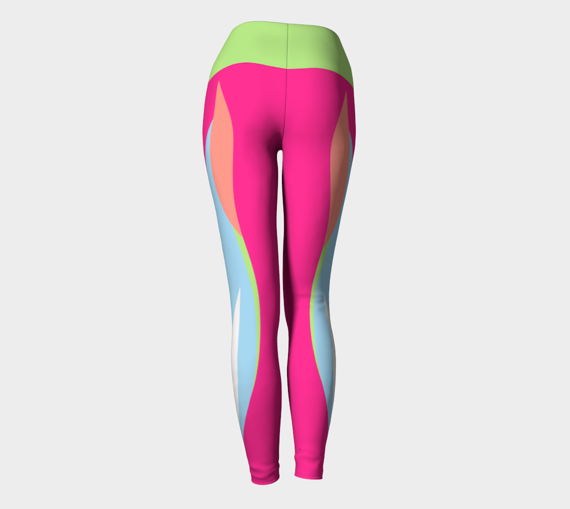 Foxtail Yoga Legging: Hot Fuchsia with Mint Green Band