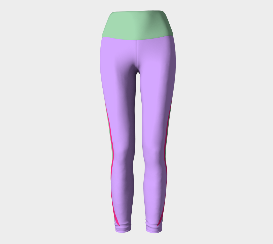 Foxtail Yoga Leggings: Electric Lavender with Mint Green Band