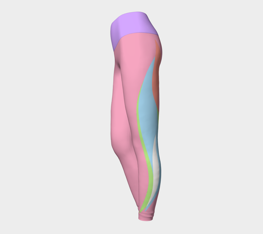 Foxtail Yoga Leggings: Bubblegum Pink with Electric Lavender Band