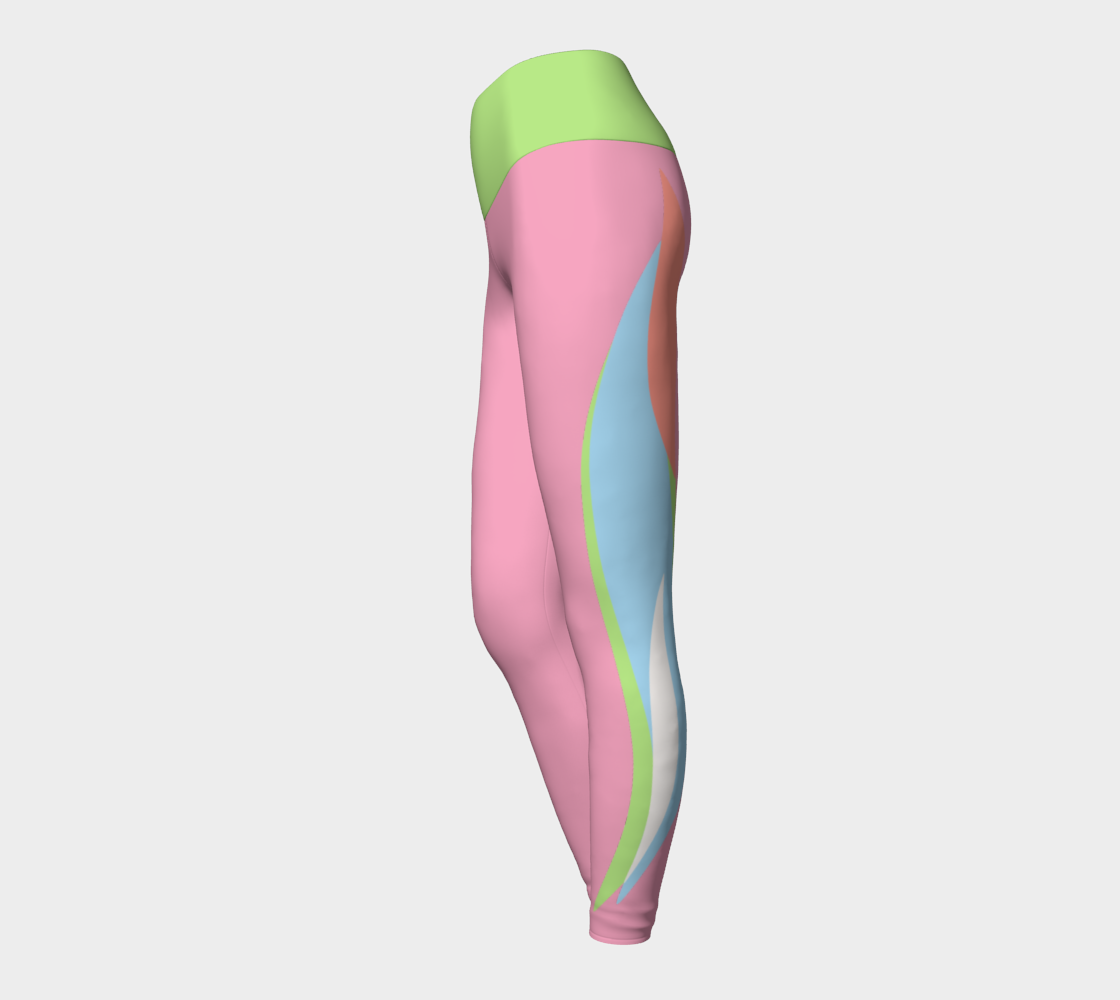Foxtail Yoga Leggings: Bubblegum Pink with Lime Sorbet Band