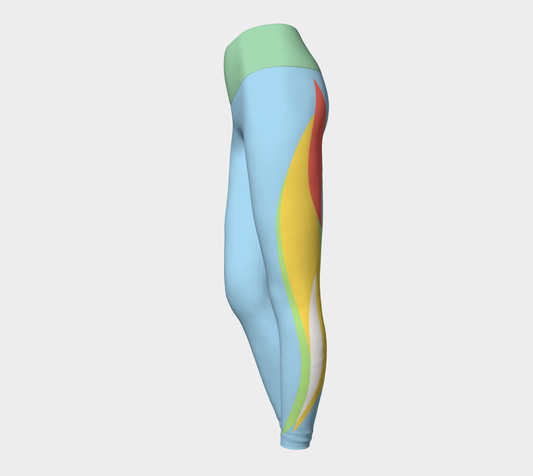 Foxtail Yoga Leggings: Cotton Candy Blue with Mint Green Band