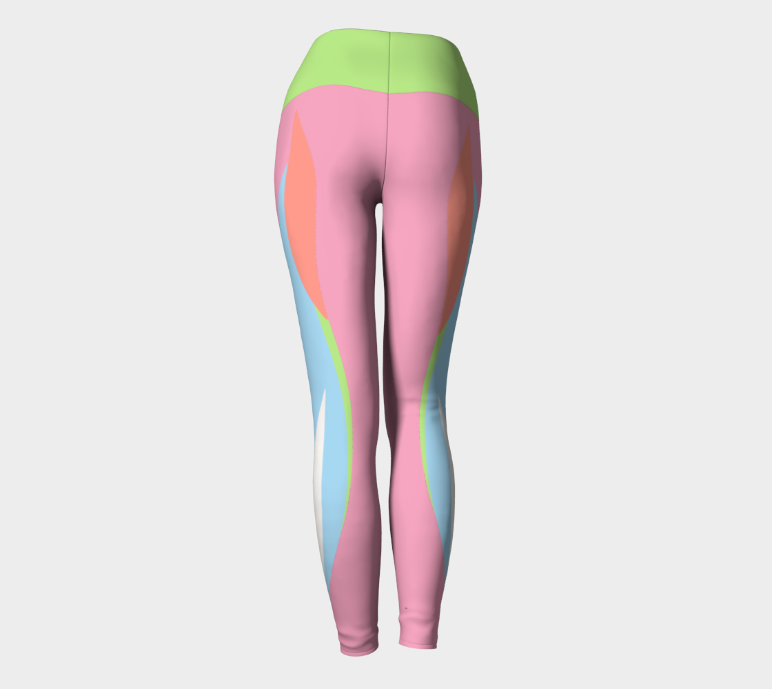 Foxtail Yoga Leggings: Bubblegum Pink with Lime Sorbet Band